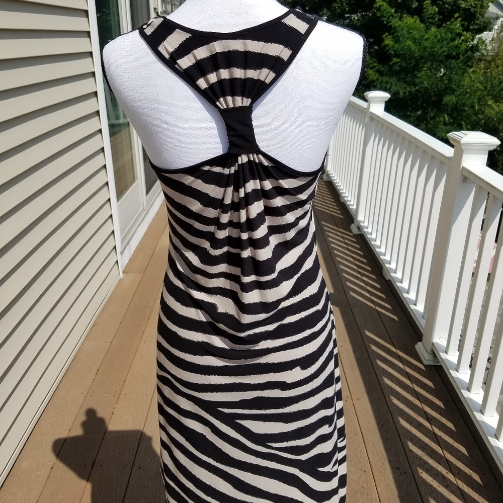 WOMEN ZEBRA STRIPED RACER BACK DRESS MEDIUM Y2k - Picture 3 of 4